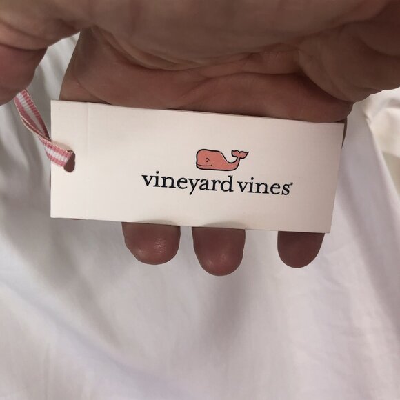 Vineyard Vines Top Womens 0 White Poplin Basketweave Stretch Beach Prep NEW - Picture 9 of 16